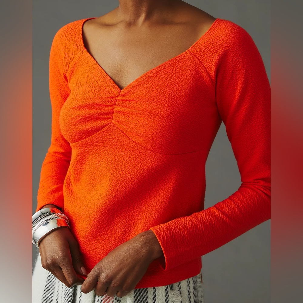 NWT Anthropologie Maeve Orange Sweetheart Top - Size XS